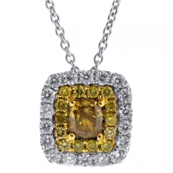 14K White Gold 0.74 ct Canary Diamond Womens Drop Necklace