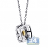 Womens Canary Diamond Square Drop Necklace 14K White Gold .74ct