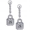 Womens VS2 F Diamond Drop Earrings 18K White Gold 2.56 Carat