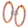 Womens Diamond Round Halo Hoop Earrings 18K Rose Gold 0.36 ct