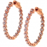 Womens Diamond Round Halo Hoop Earrings 18K Rose Gold 0.36 ct