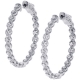 18K White Gold 0.36 ct Diamond Womens Round Hoop Earrings
