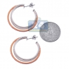 Womens Diamond Triple Hoop Earrings 18K Two Tone Gold 3.06 ct