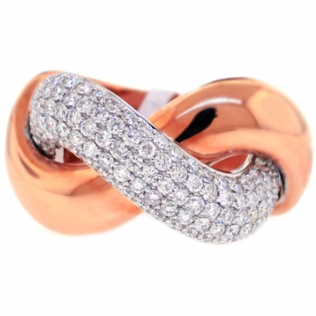 Womens Diamond Knot Ring 18K Two Tone Gold 1.54 ct