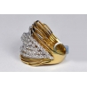 Womens Diamond Twist Ring 18K Two Tone Gold 1.70 ct