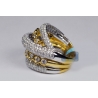Womens Diamond Crossover Ring 18K Two Tone Gold 3.57 ct