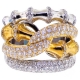 Womens Diamond Bamboo Ring 18K Two Tone Gold 1.89 ct