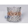 Womens Diamond Filigree Wide Ring 18K Two Tone Gold 1.75 ct