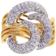Womens Diamond Swirl Ring 18K Two Tone Ring 1.57 ct