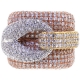 Womens Diamond Large Loop Ring 14K Three Tone Ring 5.45 ct