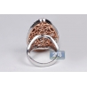 Womens Diamond Lattice Pear Ring 18K Two Tone Ring 1.77 ct