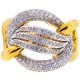 Womens Diamond Braided Wave Ring 18K Yellow Gold 1.68 ct