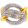 Womens Diamond Braided Wave Ring 18K Yellow Gold 1.68 ct
