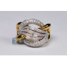 Womens Diamond Braided Wave Ring 18K Yellow Gold 1.68 ct