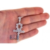 Mens Diamond Egyptian Ankh Cross Pendant 14K Rose Gold 2.85 ct
