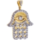 14K Yellow Gold 4.95 ct Diamond Hamsa Hand Mens Pendant 