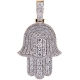 14K Yellow Gold 2.27 ct Full Diamond Hamsa Hand Mens Pendant