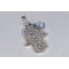 Mens Full Diamond Hamsa Hand Pendant 14K Yellow Gold 2.27 ct