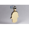 Mens Full Diamond Hamsa Hand Pendant 14K Yellow Gold 2.27 ct