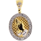 14K Yellow Gold 1.10 ct Diamond Praying Hands Mens Medallion