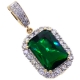 14K Yellow Gold 7.00 ct Emerald Diamond Mens Drop Pendant