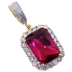 14K Yellow Gold 10.00 ct Ruby Diamond Mens Drop Pendant