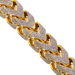 10K Yellow Gold 43.11 ct Diamond Franco Bracelet 410 grams