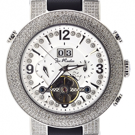 Mens Diamond Automatic Silver Watch Joe Rodeo Soho JRSO2 4.00 ct