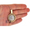 Mens Diamond Hamsa Hand Cuban Pendant 10K Yellow Gold 0.74ct