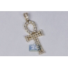14K Yellow Gold 1.64ct Diamond Ankh Cross Mens Pendant 1.75"