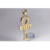 14K Yellow Gold 1.64ct Diamond Ankh Cross Mens Pendant 1.75"