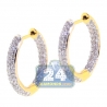 Womens Diamond Small Round Hoop Earrings 18K Yellow Gold 1.08 ct