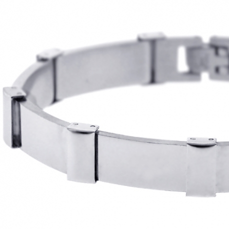 Solid Stainless Steel Bar Link Mens Wrist Bracelet 11mm 8.25"
