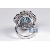 Womens Diamond Turquoise Ring 18K White Gold 0.70 ct