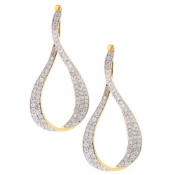14K Yellow Gold 2.08 ct Diamond Womens Open Loop Earrings