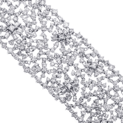 Womens Diamond Mesh Bracelet 18K White Gold 31.19 ct 7.5 inch