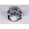 Womens Diamond Blue Sapphire Large Ring 18K White Gold 29.64 ct