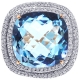 Womens Diamond Blue Topaz Ring 18K Rose Gold 32.75 ct
