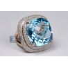 Womens Diamond Blue Topaz Ring 18K Rose Gold 32.75 ct