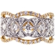 Womens Diamond Openwork Ring 18K Two Tone Gold 1.31 ct