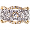 Womens Diamond Openwork Ring 18K Two Tone Gold 1.31 ct