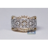 Womens Diamond Openwork Ring 18K Two Tone Gold 1.31 ct