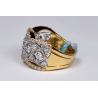 Womens Diamond Openwork Ring 18K Two Tone Gold 1.31 ct