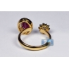 Womens Ruby Diamond Two Stone Ring 18K Yellow Gold 1.73 ct