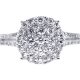 Womens Diamond Cluster Engagement Ring 18K White Gold 1.00 ct