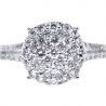 Womens Diamond Cluster Engagement Ring 18K White Gold 1.00 ct