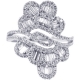 Womens Baguette Diamond Floral Ring 18K White Gold 1.53 ct