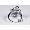 Womens Baguette Diamond Floral Ring 18K White Gold 1.53 ct