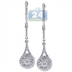 18K White Gold 1.44 ct Womens Diamond Teardrop Earrings
