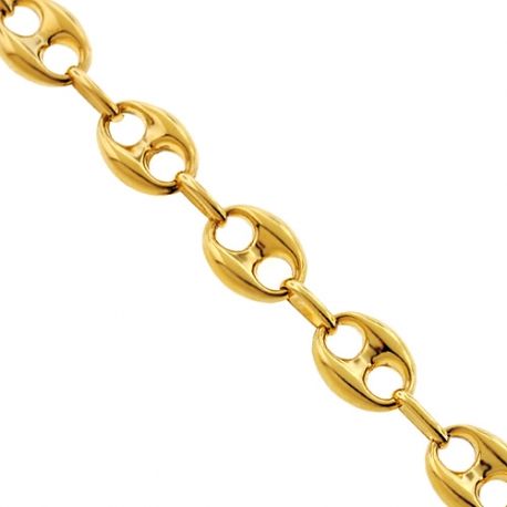 10K Yellow Gold Mariner Anchor Puffed Link Mens Chain 7 mm